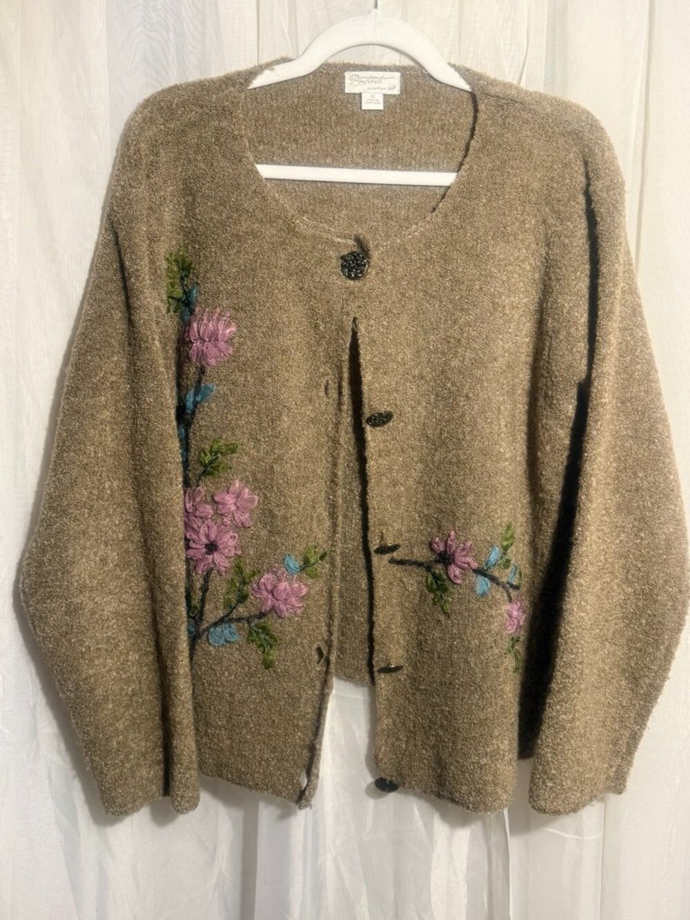 Vintage Poetry Northern Isles Brown Floral Embroidered Cardigan XL